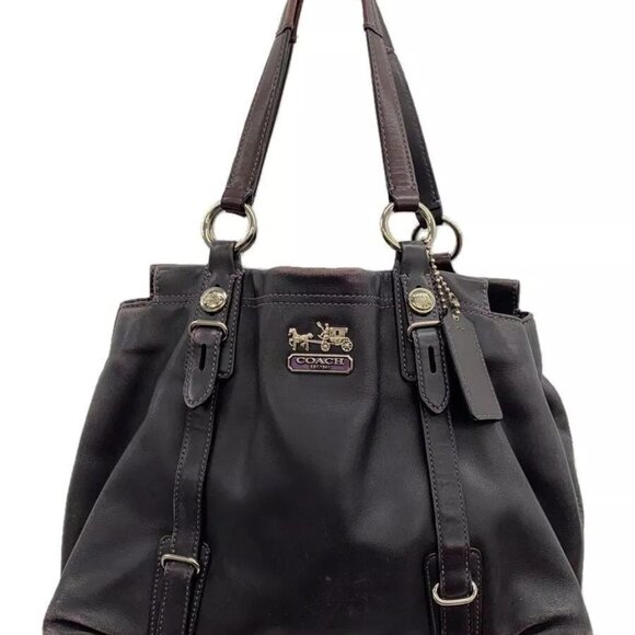 Euc Coach Mia Black Leather Carryall Shoulder Bag Purse - Picture 1 of 9